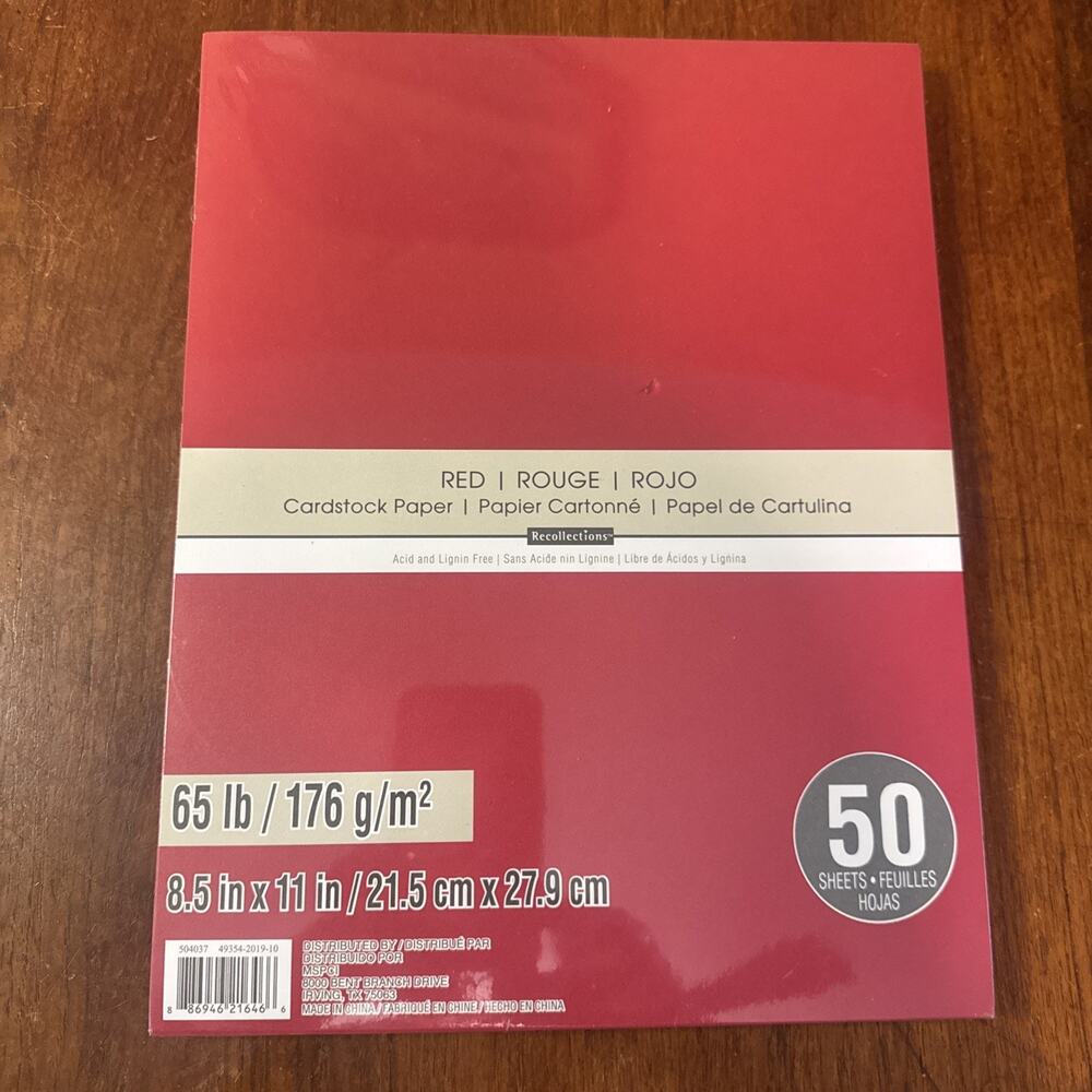 Recollections Red Cardstock Paper 8.5" x 11" 50 sheets